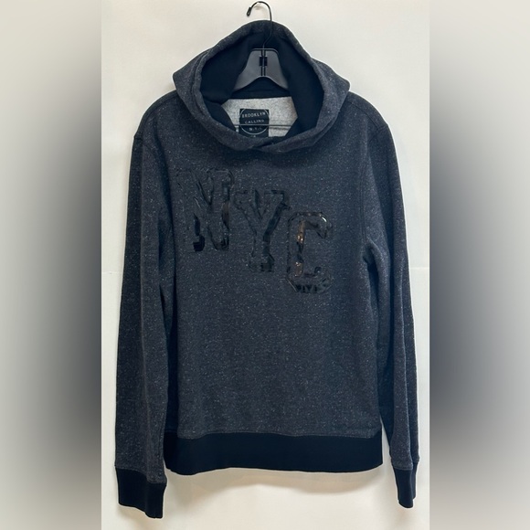 Brooklyn Calling N.Y.C Unisex Grey Black NYC Logo Hoodie Sweatshirt Size L - Picture 7 of 7